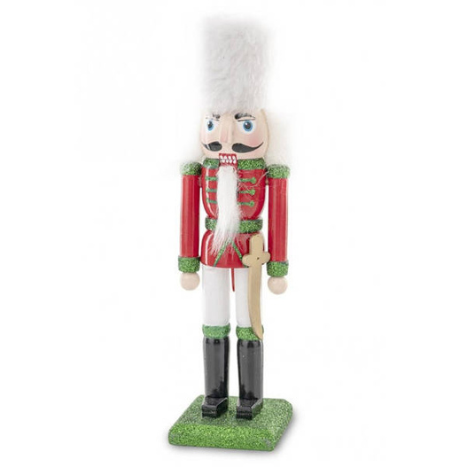 Dziadek do orzechów czerwono-biało-zielony 18cm