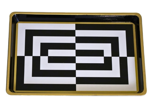 Taca prostokąt biało-czarne pasy 19x13cm