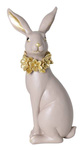 Figurka Zając ceramiczny brąz złoty wianek na szyi 30cm