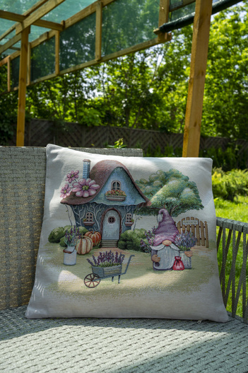 Poszewka na poduszkę domek i skrzat 40x40cm Chenille