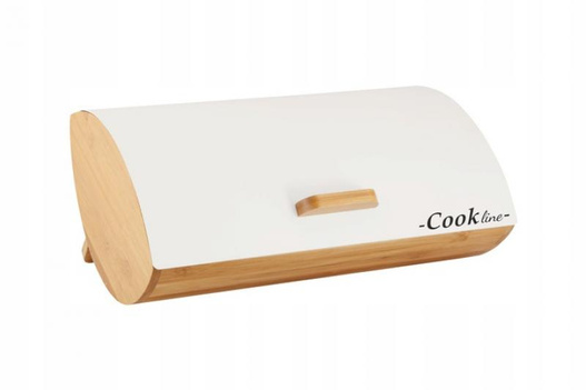 Chlebak bambusowy z białą pokrywką metalową +3 puszki 36,5x25cm