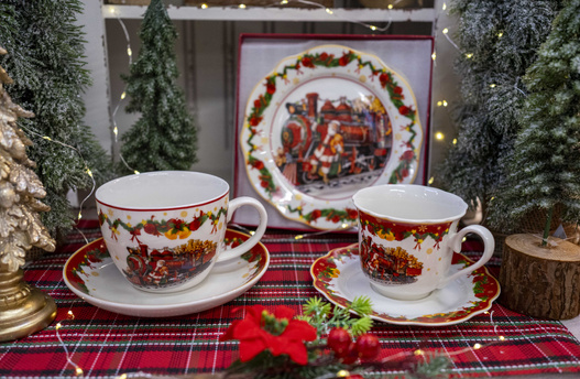 Filiżanki ze spodkiem Ciuchcia 400ml 