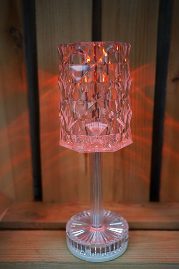 Lampka plastikowa z baterią USB 26cm kryształ kielich