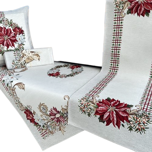 BN Bieżnik na stół 45x140 Chenille Gwiazda Betlejemska