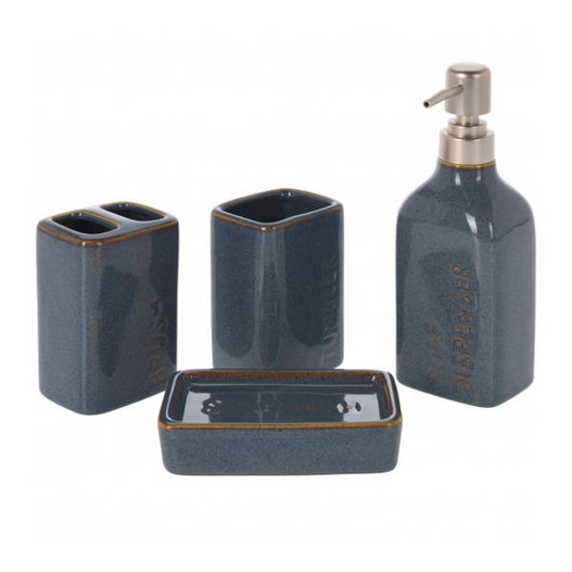 Komplet akcesoriów łazienkowych 4 elementy granat