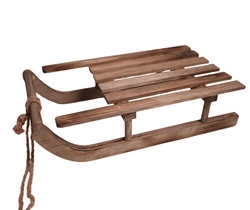 Sanki drewniane brązowe opalane 11x45cm