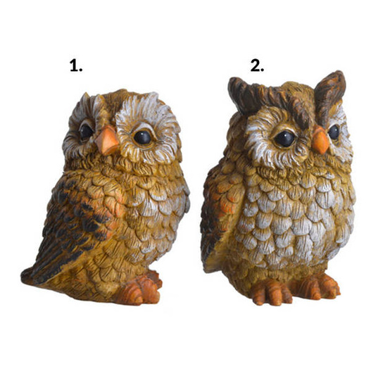 Figurka ceramiczna sowa brązowo-biała 15cm
