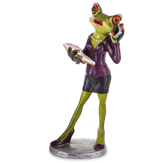 Figurka Żaba sekretarka z notesem i telefonem 18cm
