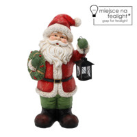 Figurka Mikołaj ceramiczny LED czerwony z latarnią 51cm