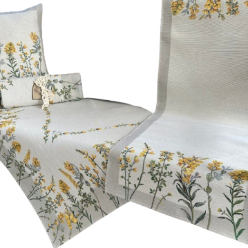 Bieżnik na stół EDEN Żółte kwiaty 45x140cm Chenille 