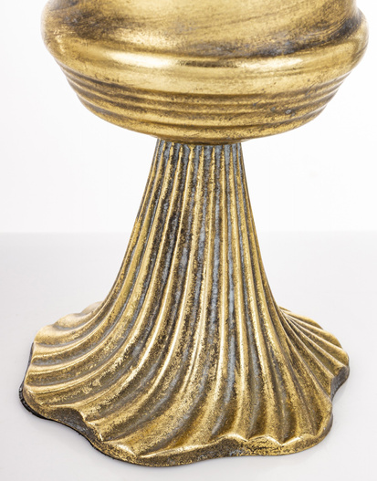 Kielich metal na falowanej nóżce złoty 26,5 cm