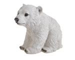 Niedźwiedź ceramiczny biały siedzący szczotkowany 14 cm
