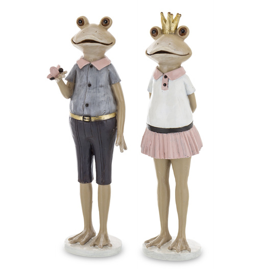 Figurka Żaba ON/ONA zielona biało-różowy strój 28cm 2wzory 1 sztuka