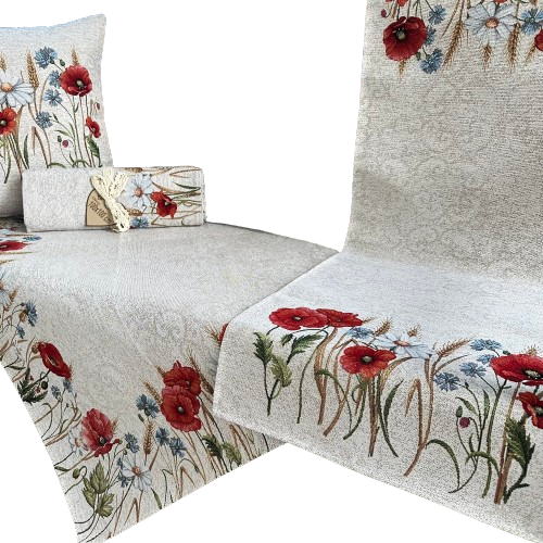 Bieżnik na stół maki i kwiaty 40x140cm Chenille 