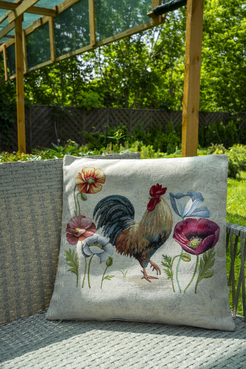 Poszewka na poduszkę EDEN kogut i kwiaty 40x40cm Chenille