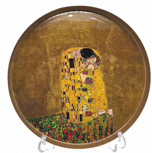 Patera KLIMT pocałunek taca kremowa fi 23cm