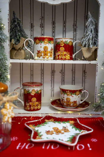 Kubek z zaparzaczem Ciastek 350ml biało-czerwony