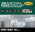 Kurtyna flesz 200LED 9,6m biały zimny zewnętrzna