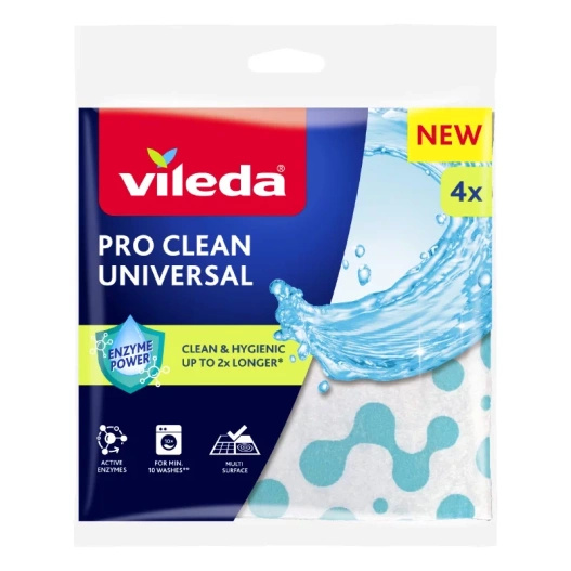 Ściereczki uniwersalna z enzymami Pro Clean 4 sztuki Vileda