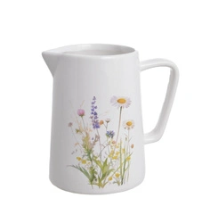 Dzbanek ceramiczny biały w polne kwiaty