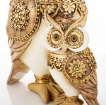 Figurka Sowy złoto-biała mama z dzieckiem 23cm