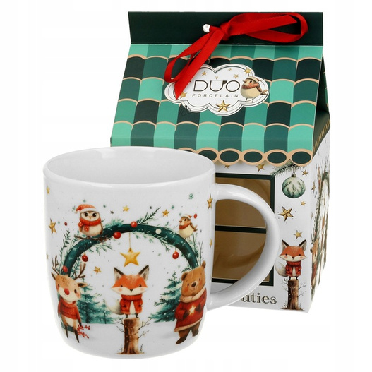 Kubek świąteczny Zwierzątka w pudełku Domek 400ml