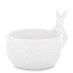 Miska ceramiczna biała z  wchodzącym królikiem 11,5x15,5cm