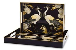 Taca LAKA czarna biało-czarno-złote PAWIE 35x25cm