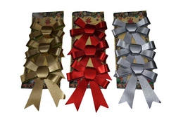 Kokardy dekoracyjne na choinkę czerwone, złote lub srebrne 9×12 cm 3 sztuki,w blister