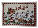 Podkładka świąteczna 33x48cm Mikołaj w saniach, bordowa obramówka