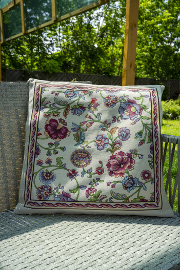 Poszewka na poduszkę bordo kwiaty 40x40cm Chenille