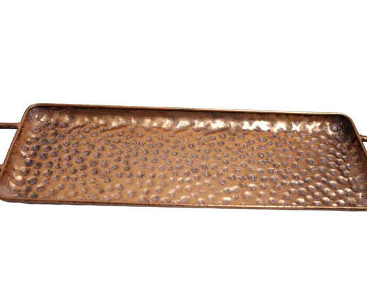 Taca metalowa złota płaska z rączkami 51x16cm