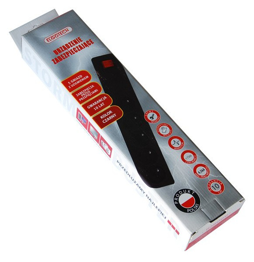 Przedłużacz przeciwprzepięciowy 5x Z/U 3m czarny