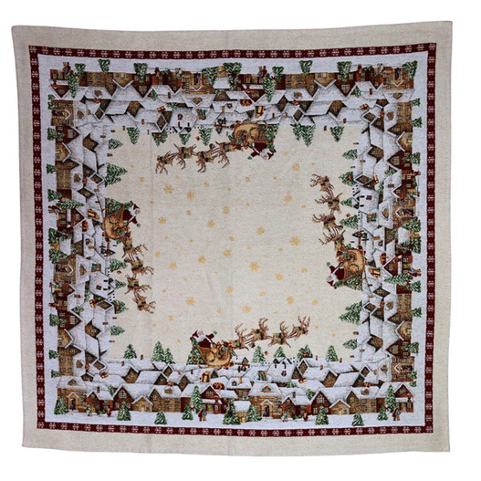 Obrus świąteczny Mikołaj w saniach 85x85cm