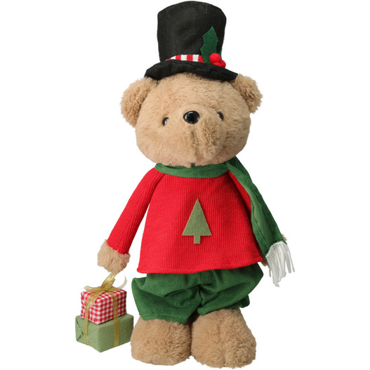 Miś pluszowy ON/ONA czerwona mikołajowa sukienka/ czarny cylinder 84cm