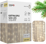 Kurtyna zewnętrzna/wewnętrzna 500 LED sople ciepły biały, zimny flash 20 m+ 3m