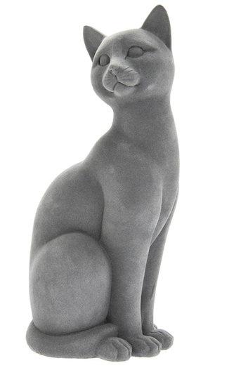 Kot zamsz szary siedzący 26x12cm