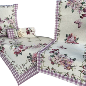 Bieżnik na stół Fiolet Kratka 40x140cm Chenille 