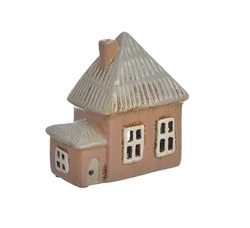 Domek Holenderski T-light beżowy, jasno szary dach, wiatrołap lampion świecznik 13 cm