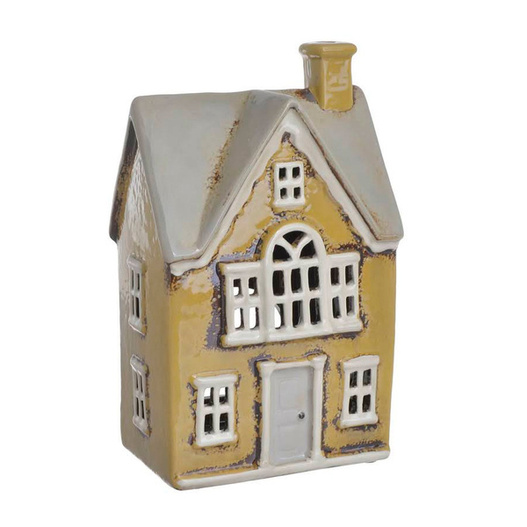 Domek holenderski T-light ceramika oliwkowy z białym balkonem