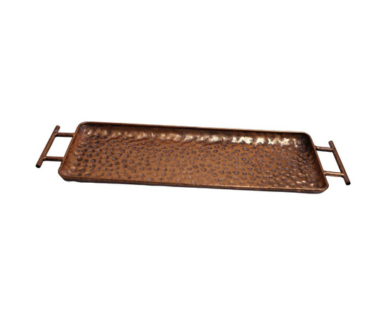 Taca metalowa złota płaska z rączkami 51x16cm
