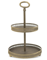 Patera metalowa 2-poziomowa złoto antyczne 36,5x23x23 cm