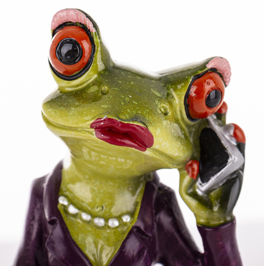 Figurka Żaba sekretarka z notesem i telefonem 18cm