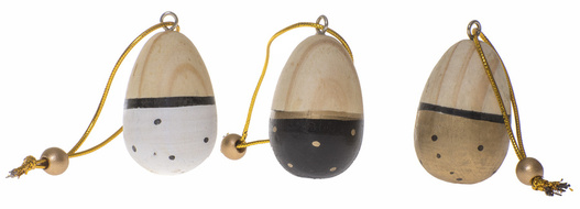 3 zawieszki jajka 5cm naturalne w kropki