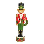 Figurka Miś dekoracyjny żołnierz czerwono-zielony 32 cm