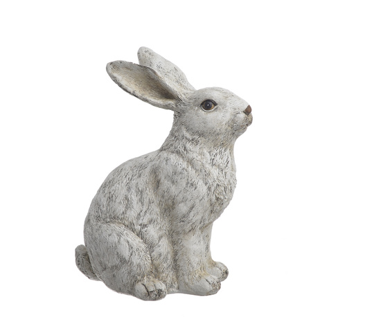 Figurka Zając siedzący biały szczotkowany 21,5 cm