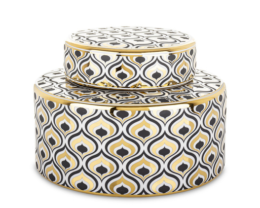 Pojemnik ceramiczny + pokrywka złoty wzór maroko 23x16cm