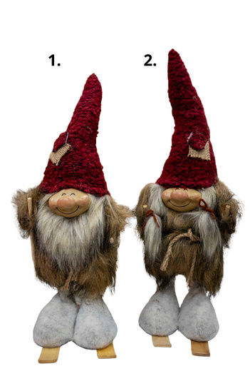 Skrzat na nartach futro, bordo czapka ON / ONA 37 cm 1 sztuka