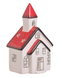 Kościół ceramiczny biały, czerwony dach
