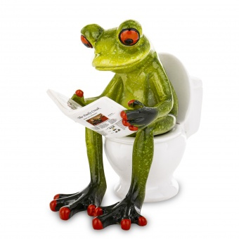 Figurka Żaba siedząca na kibelku z gazetą 10cm